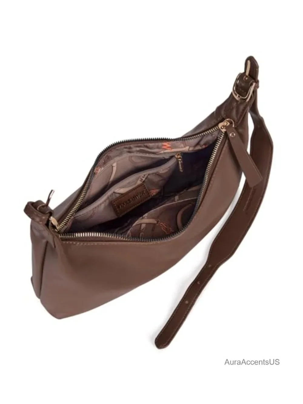 Medium Vegan Leather Crescent Hobo Bag with Adjustable Strap